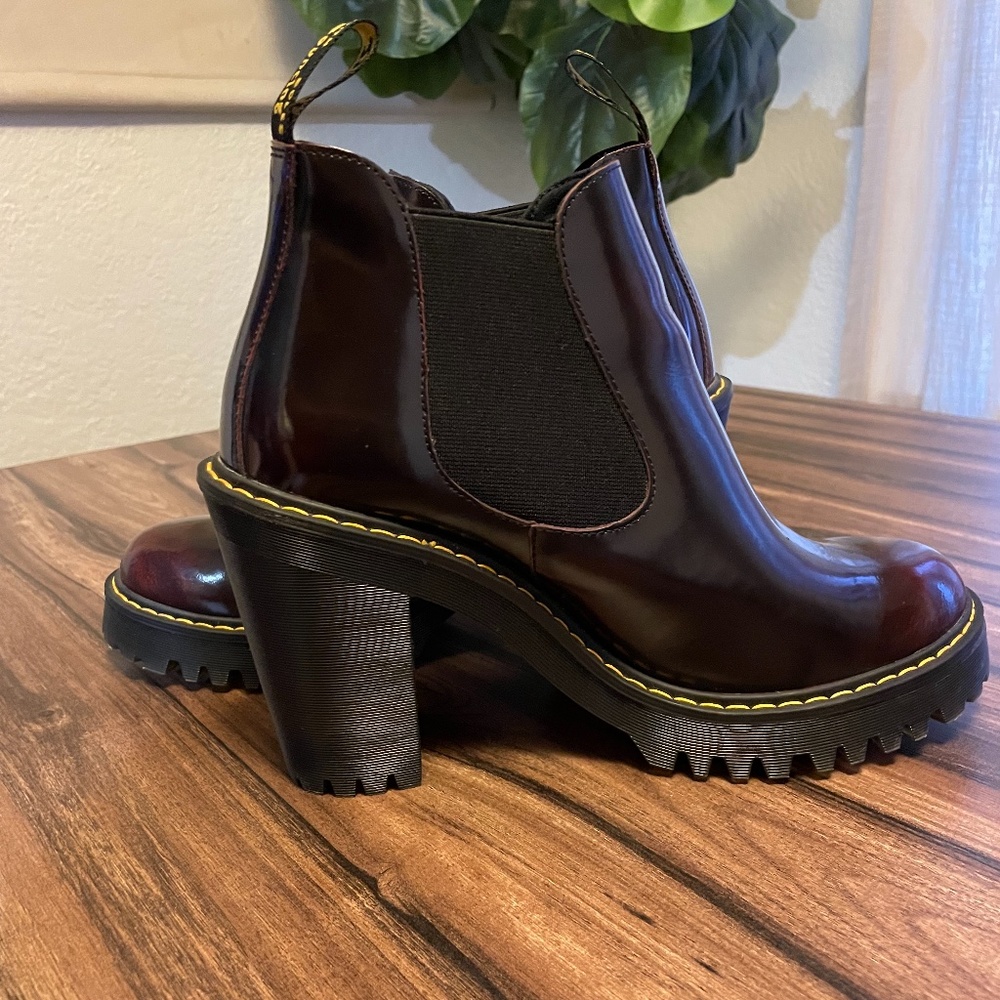 Cherry Doc Marten heeled boots
